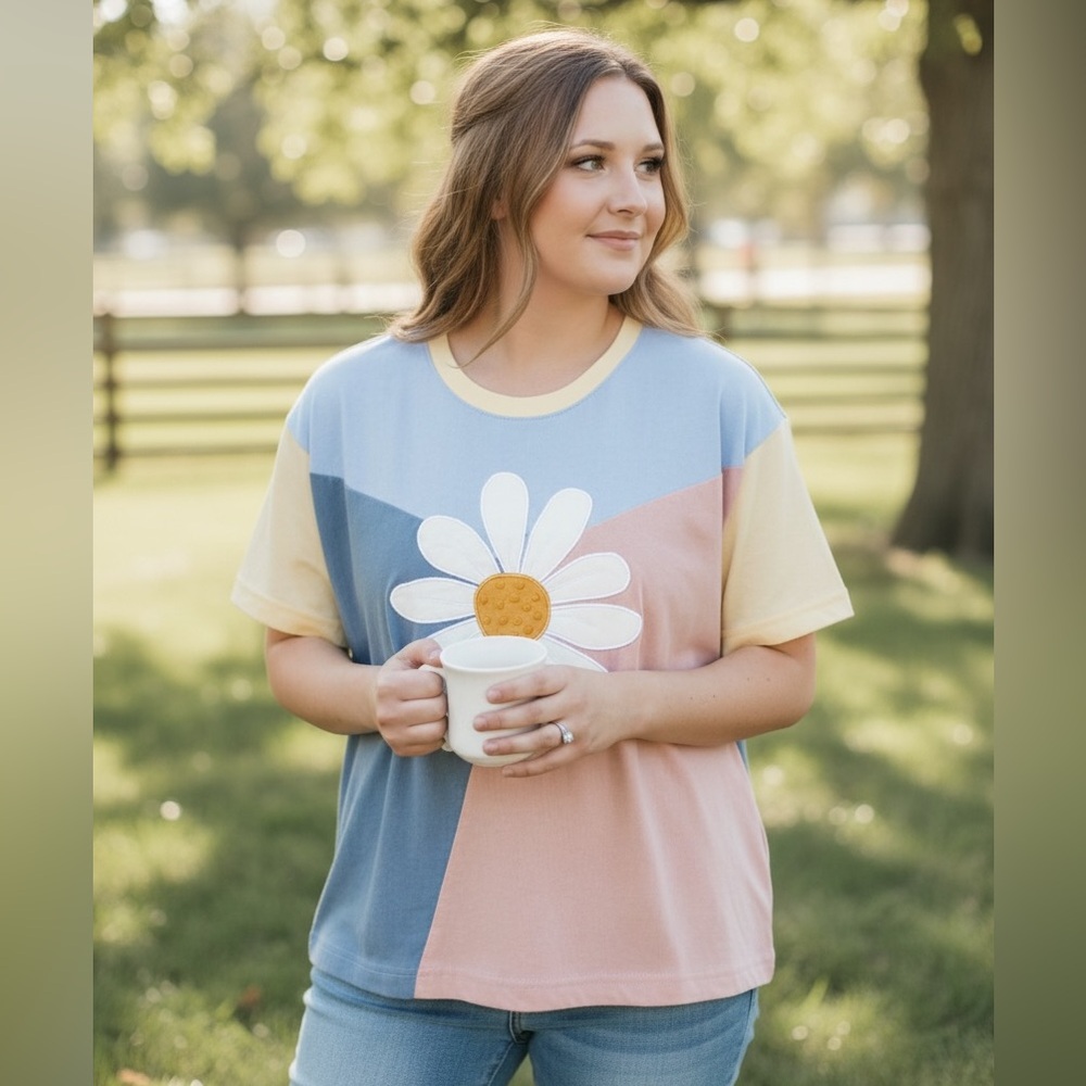 1.4.3 Story Oversized Colorblock Daisy Top